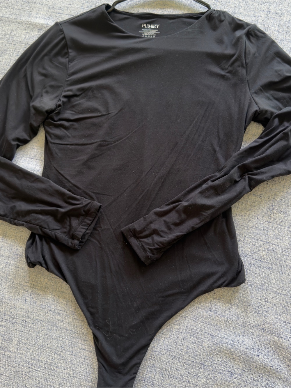 Pumiey Black Long Sleeve Bodysuit Top